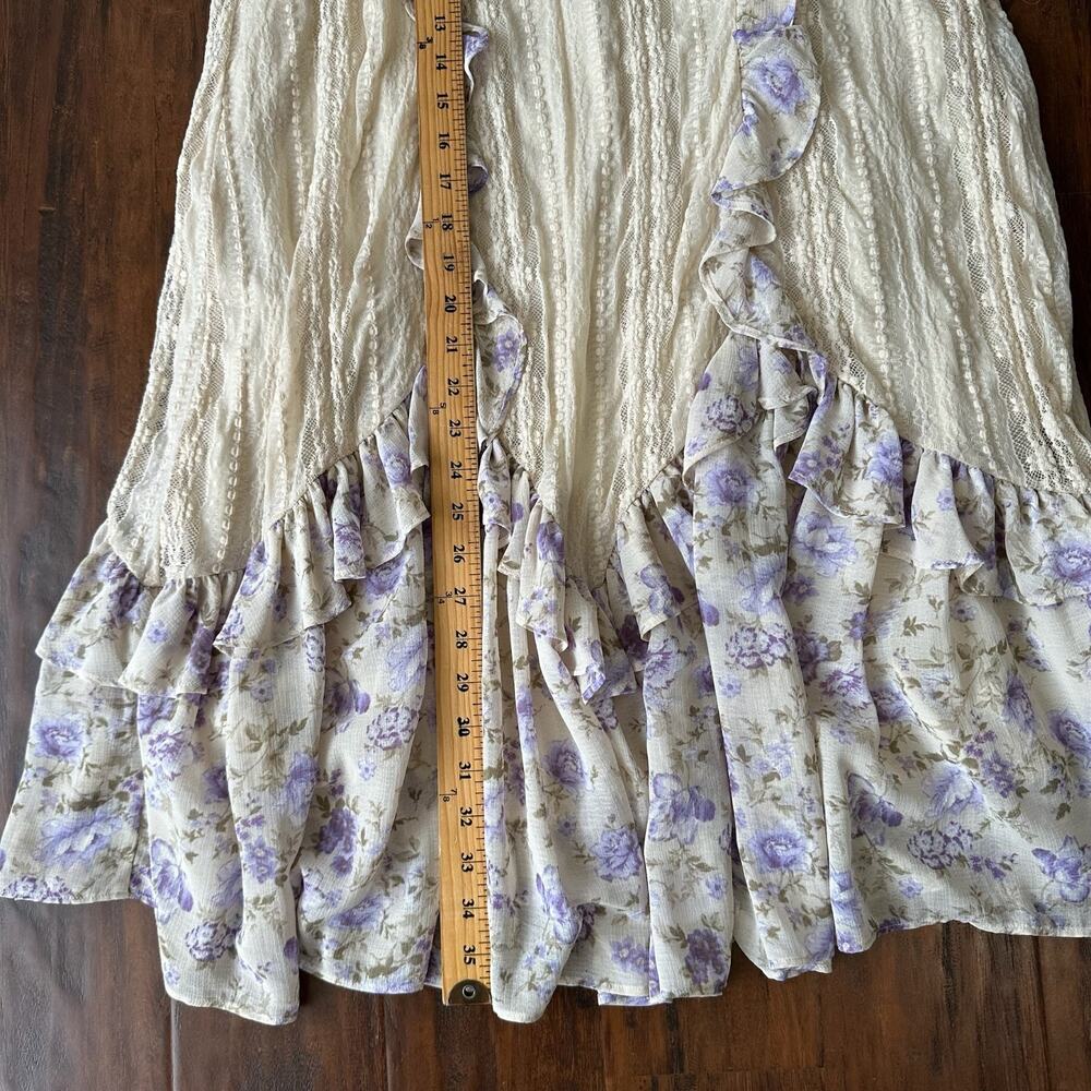 FREE PEOPLE Now & Then Maxi Skirt Cream Floral Lace Ruffled Cottagecore - Picture 15 of 15